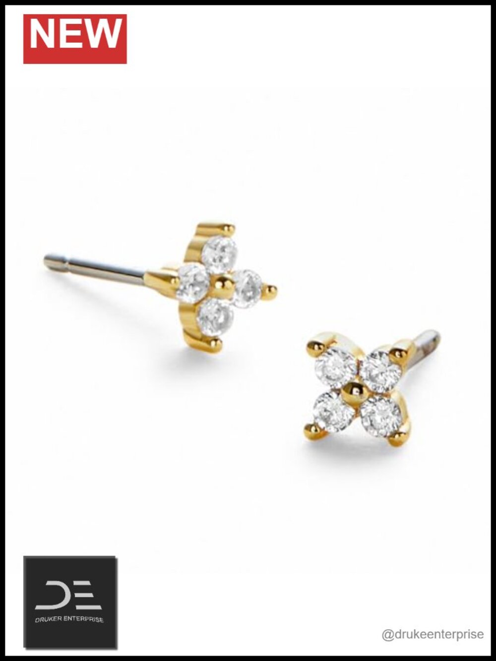 14K Gold Plated Celestial Stud Earrings for Women Hypoallergenic